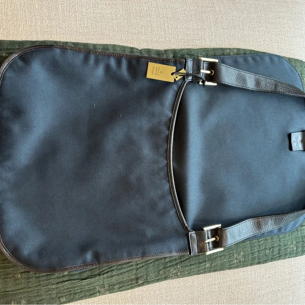 Gucci Navy & Black Canvas & Leather Messenger Tote with Striped 012 - Picture 9 of 9